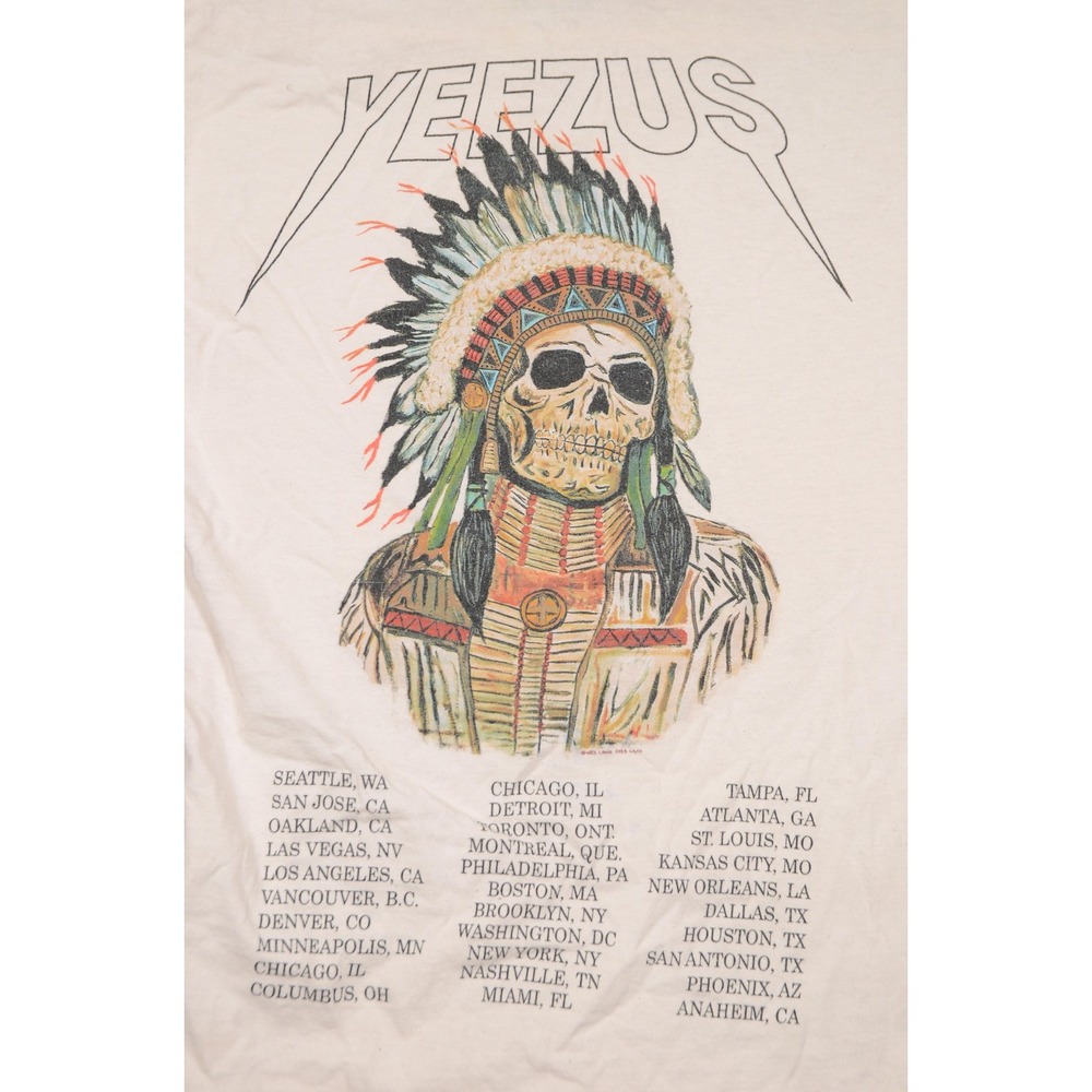 Yeezus Tour‎ Shirt Mens Medium White 2013 Wes Lang Skull Headdress Concert Tee - Picture 4 of 11